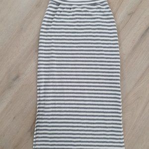 Hard Tail  Gray and white stripe maxi skirt.